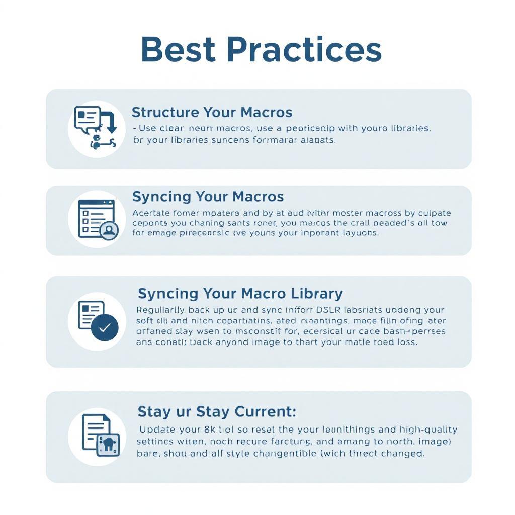 Checklist infographic for efficient window management: macros, syncing libraries, and updates.