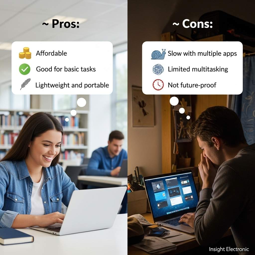 Pros and cons of laptops for students – affordable, portable, but limited multitasking.